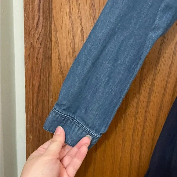 OshKosh B'gosh UGC Girls Size 10 Denim Chambray and Navy Tulle Dress - Picture 5 of 11